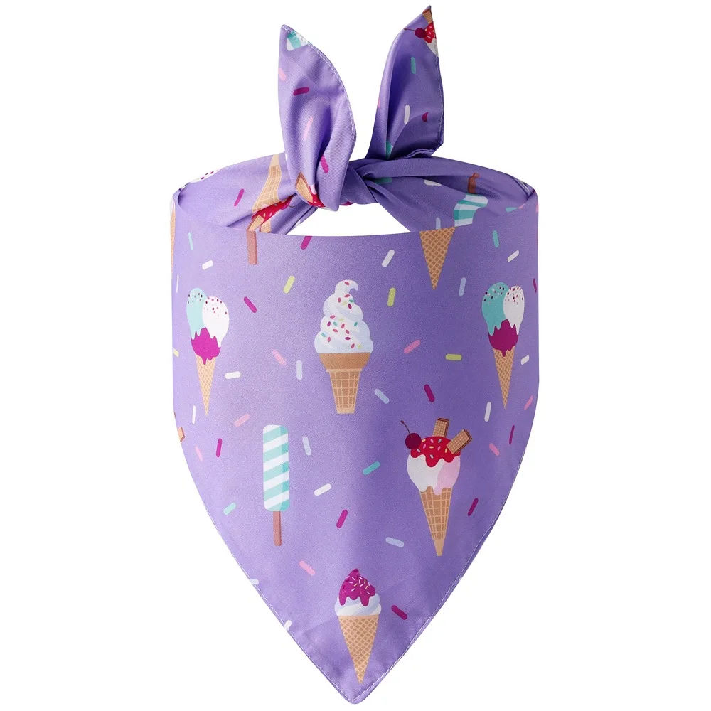 Sucado Dog Bandana Cute Fruit Print Summer Soft Triangle Scarf Bibs Durable Pet Kerchiefs Ice Cream Rabbit Watermelon Bandanas