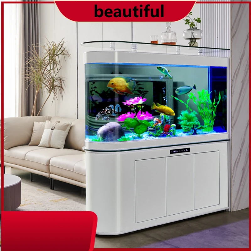 

Ecological Fish Tank Large Floor Super White Living Room Change Water Mute Subareas Screens Aquarium H