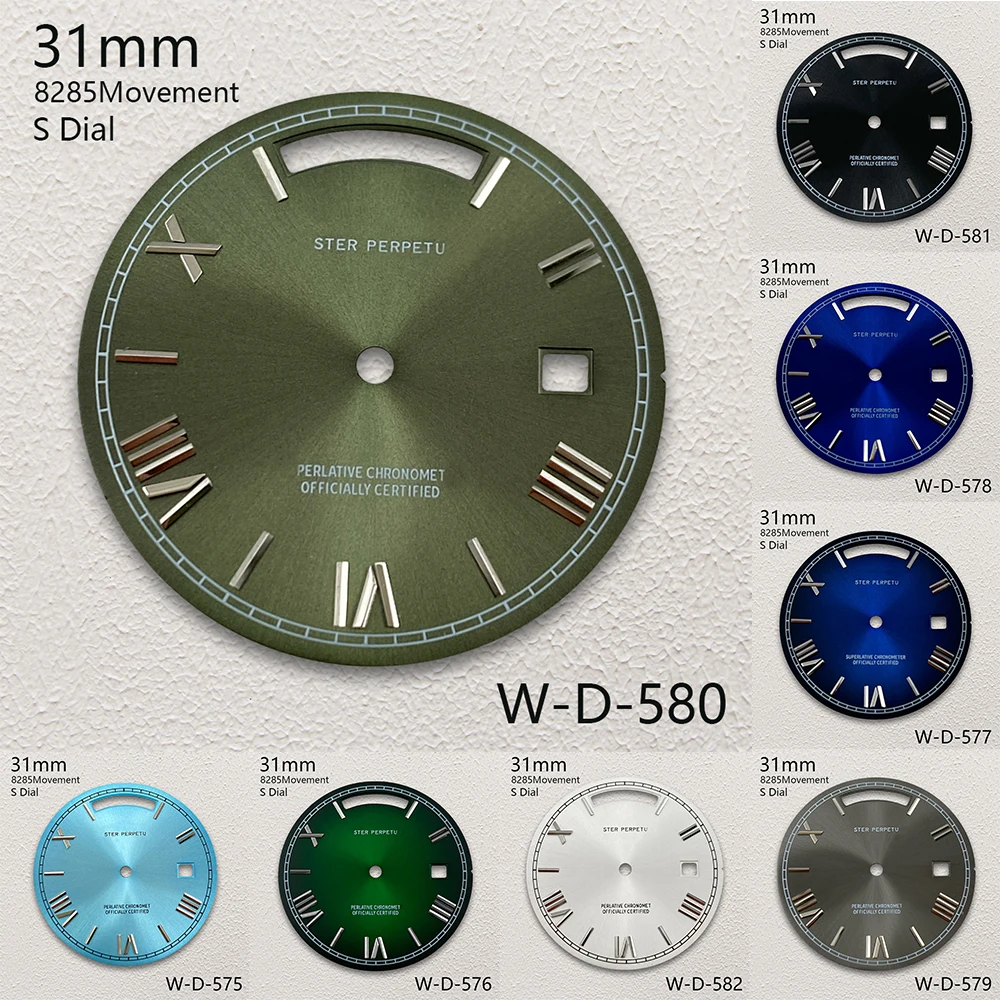 

31mm S Logo Day And Date Rome Dial Fit 8285 Movement Sunray High-Quality Dial Watch Modification Accessories