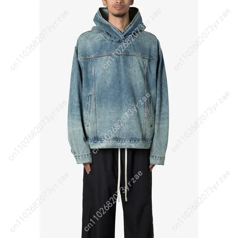 

Retro Denim Pullover Hoodie Super Soft Sweatshirt Mens Womens Pullover Fashion Comfortable Sweatshirts Breathable Vintage Tops