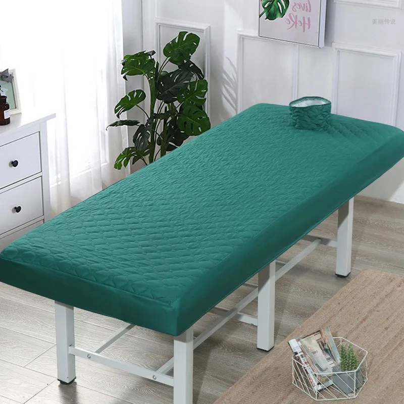 Thicken Quilted Beauty Salon Massage Table Fitted Bed Sheet Skin-Friendly Massage SPA Bed Cover Bedspread with Breath Hole