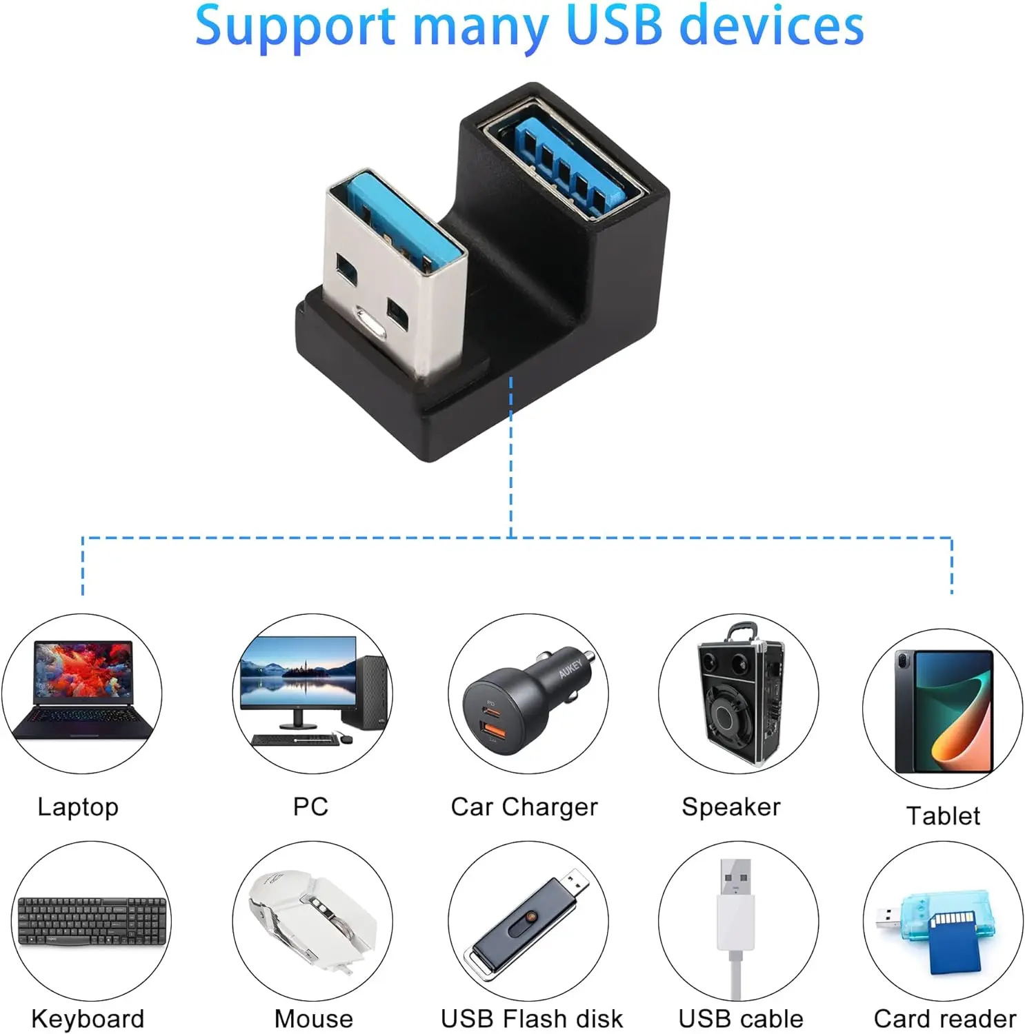 U-forma usb 3.1 adaptador, macho para fêmea conector de acoplador, 10 s, usb tipo a, transferência de dados, otg para pc e laptop, 2pack