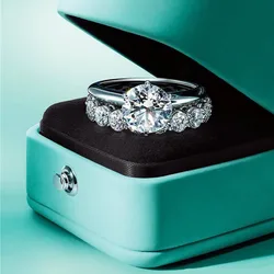 Handmade Brand Promise Ring Set Real S925 Sterling Silver zircon Engagement Wedding Band Rings for Women finger jewelry