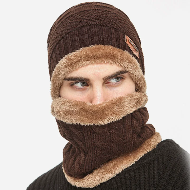 Unisex Winter Hats Knit Cap Men and Women Knit Cap Outdoor Riding Hat Warm Thickening  Plus Winter Ski Mask Hat