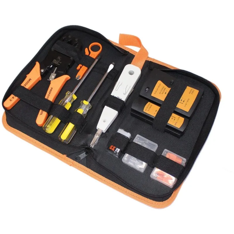 JAKEMY POSO 9-Piece Network Tool Kit PS-P10, Home Wiring& Cable Testing Set Featuring Wire Stripper And Tester