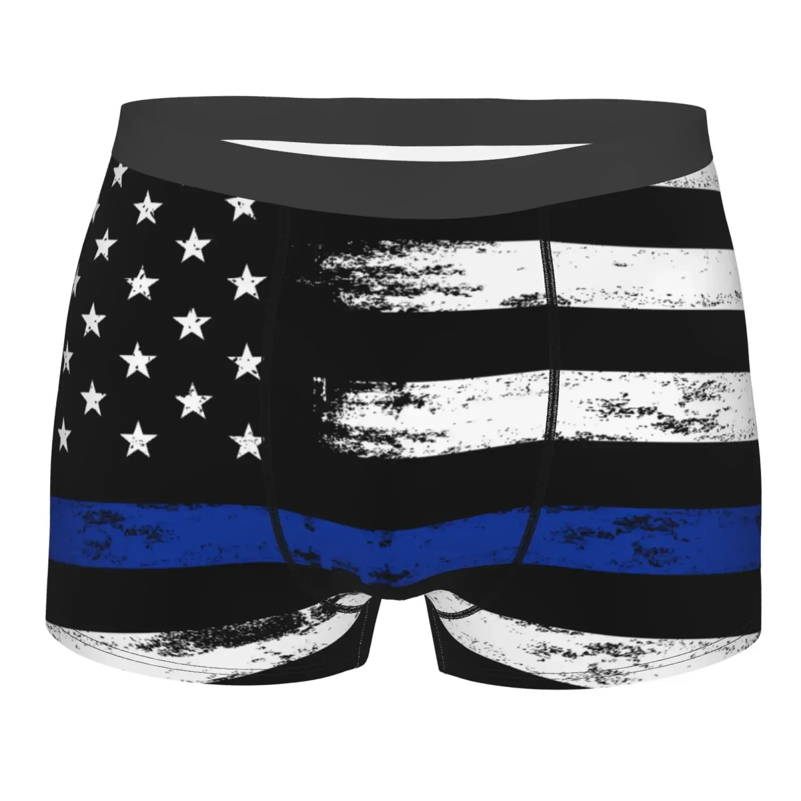 Blue And White American Flag Men's Breathable Boxer Briefs Comfort Soft Stretch Underwear Trunks With Bulge Pouch For Men Boys