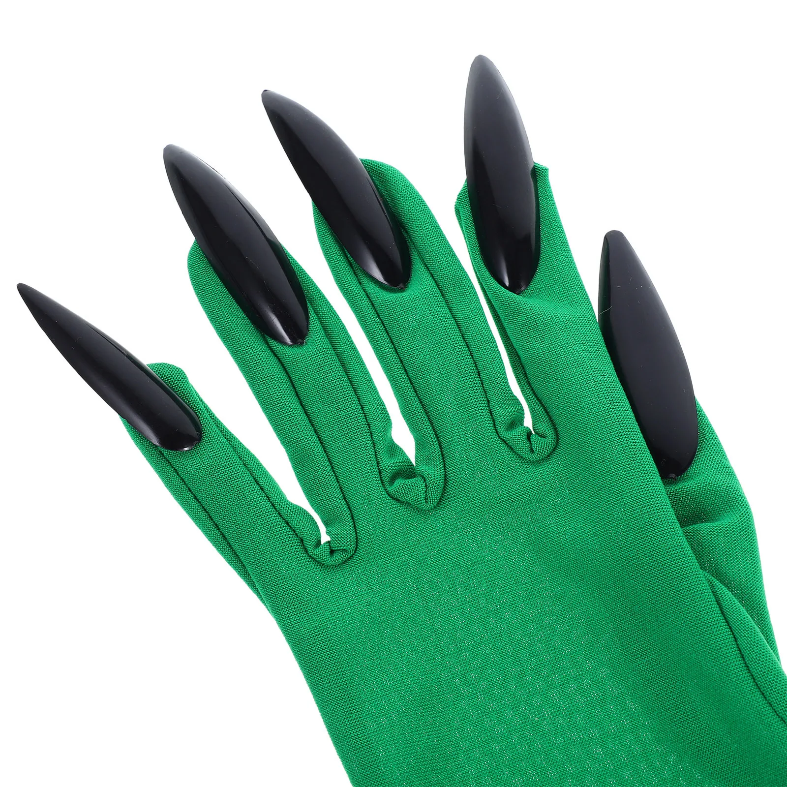 1 paio di guanti da artiglio verde dito lungo unghie nere costume spaventoso di Halloween accessori cosplay artigli di Halloween guanti da donna