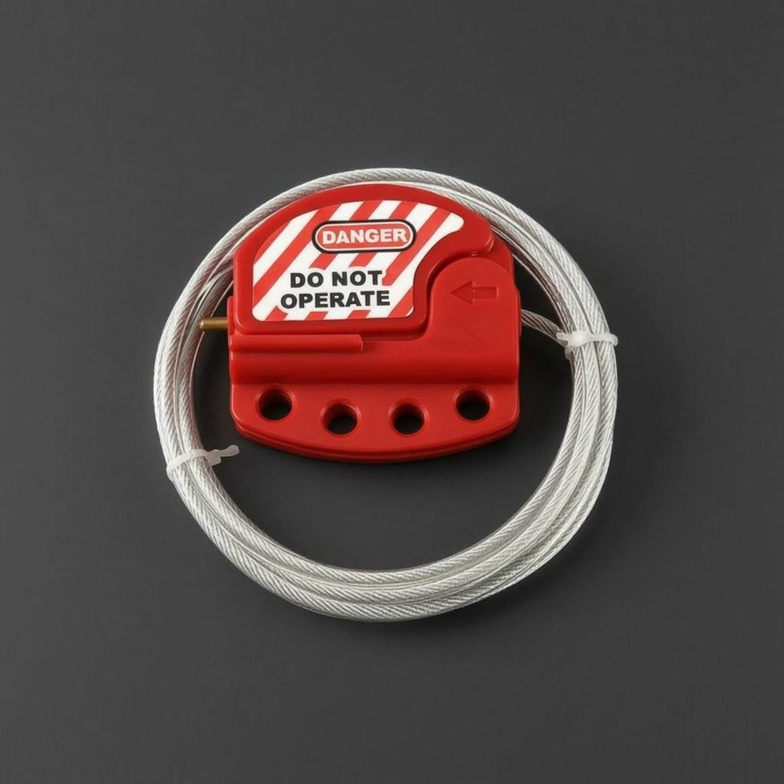 Picture 7: Adjustable Steel Cable Lock Red Lockout Tagout Cable Lock Industrial Striped