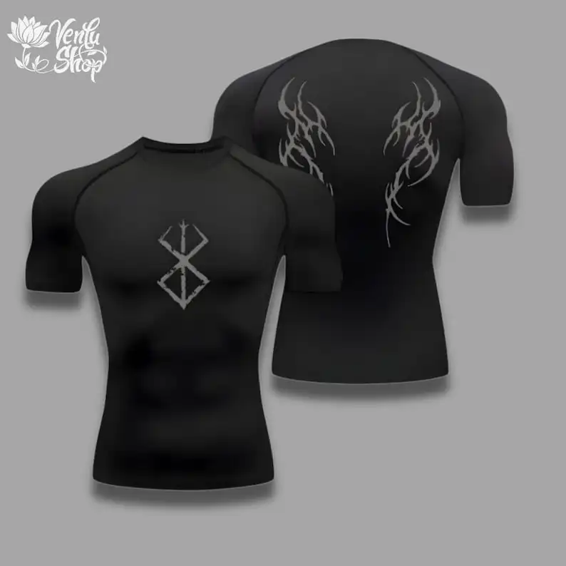 Guts Compression Shirt Berserk Anime Guts Gymwear Gymclothing Animeshirt Compressor Muscle Gym Aesthetics Animewear Shape Wear image 2