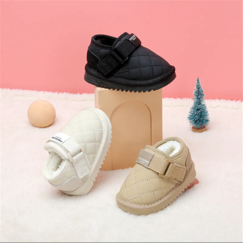 

2022 Winter Baby Shoes Warm Plush Toddler Boys Cotton Shoes Rubber Sole Outdoor Girls Tennis Fashion Little Kids Boot