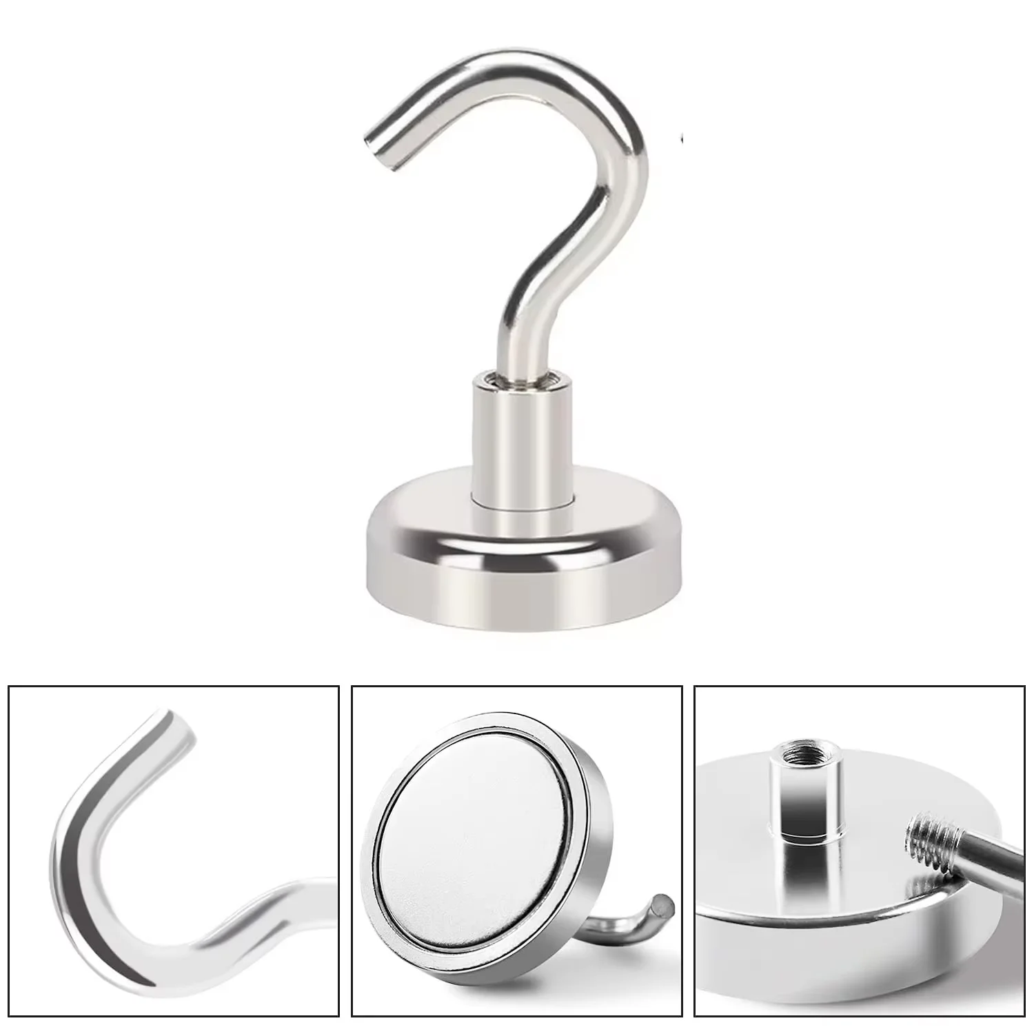 1/4/8pcs Super Strong Neodymium Fishing Magnets Load Bearing Hook Multi Storage For Home Kitchen Bar Storage Key Hanging Hanger