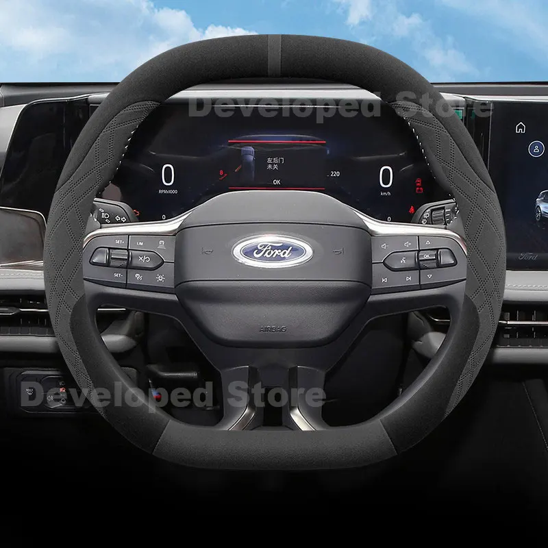 Suede Warm Car Steering Wheel Cover For All New Ford PUMA Capri Tourneo Custom 2024 2025 2026 Heating Steering Cover Accessories