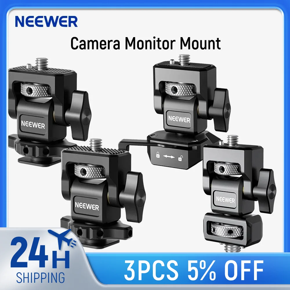 NEEWER zacisk do aparatu DSLR regulowany uchwyt do monitora z zimną stopką Anti Twist 1/4 "śruba do lampy błyskowej monitora DIY załącznik