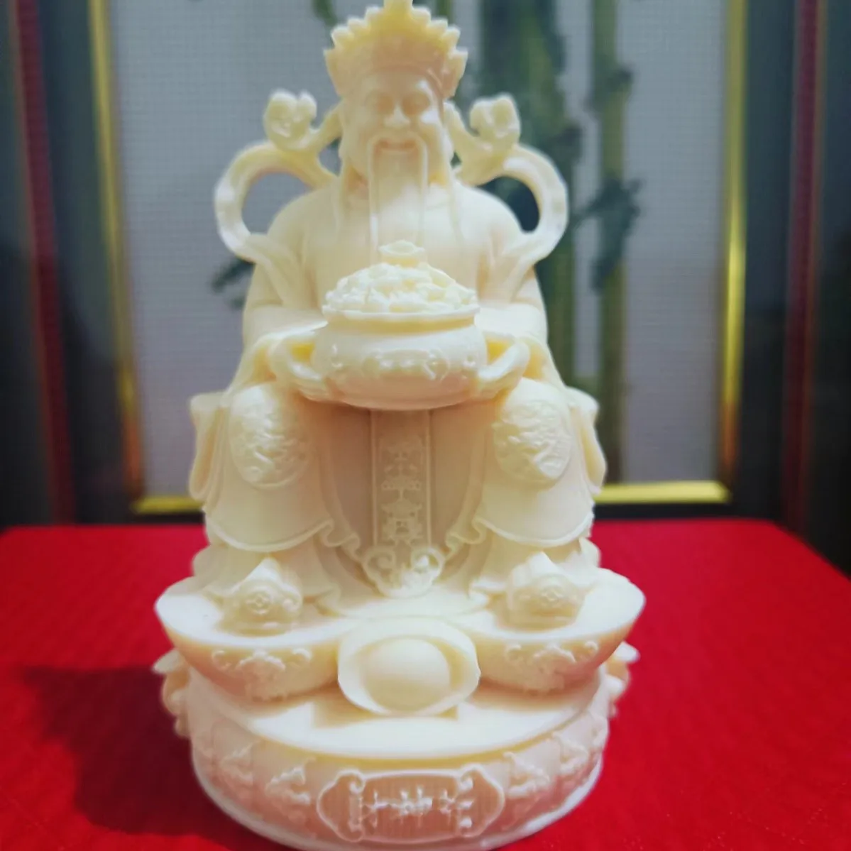 Ivory Nut God of Wealth Statue Home Desktop Worship Figurine Office Wealth Decor Craft Ornament Fortune Attracting Table Display