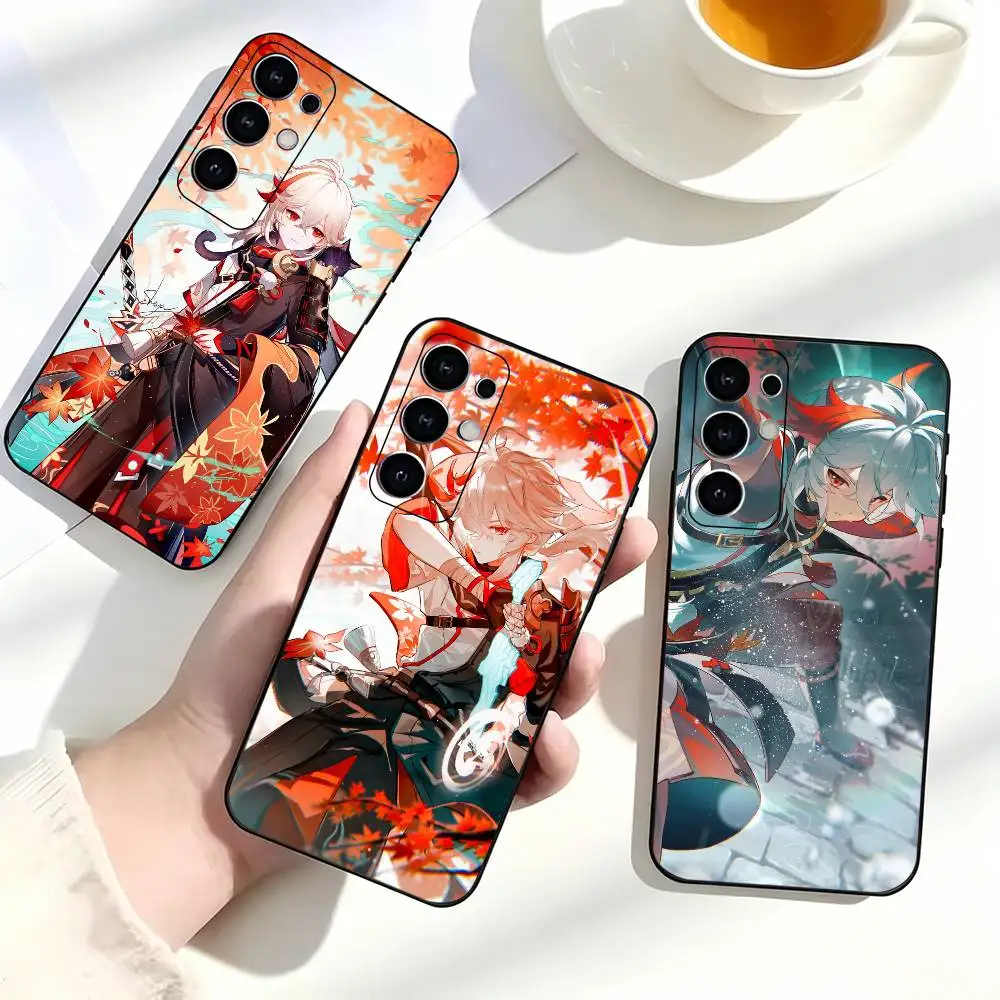 Popular Game Genshin Impact Kazuha Phone Case Black Silicone Soft For Samsung S25,S24,S21,S22,S23,S30,Ultra,S20,Plus,Fe,Lite