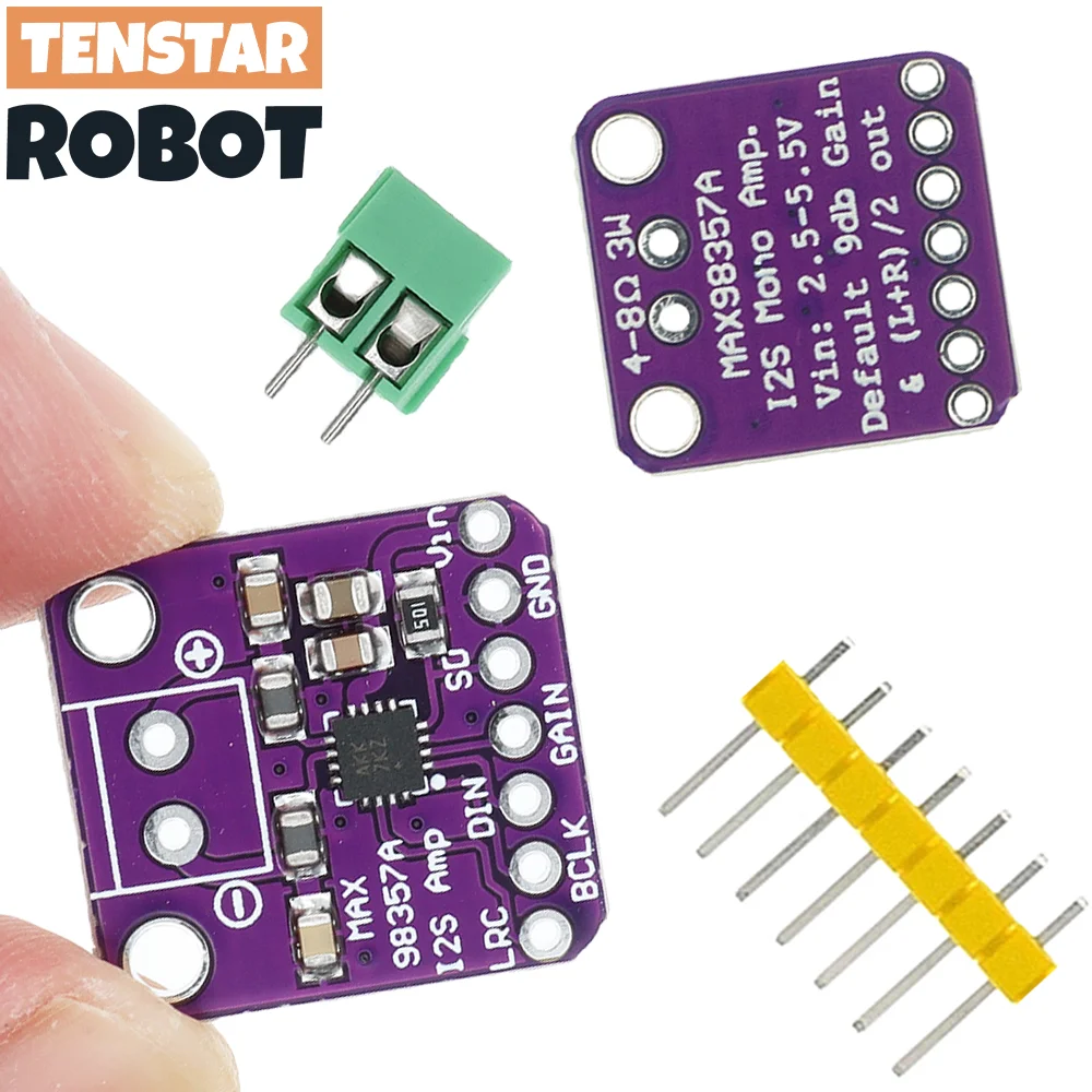 Tenstar 3 peças max98357 i2s 3w classe d amplificador interface de fuga módulo decodificador dac áudio sem filtro para raspberry pi esp32