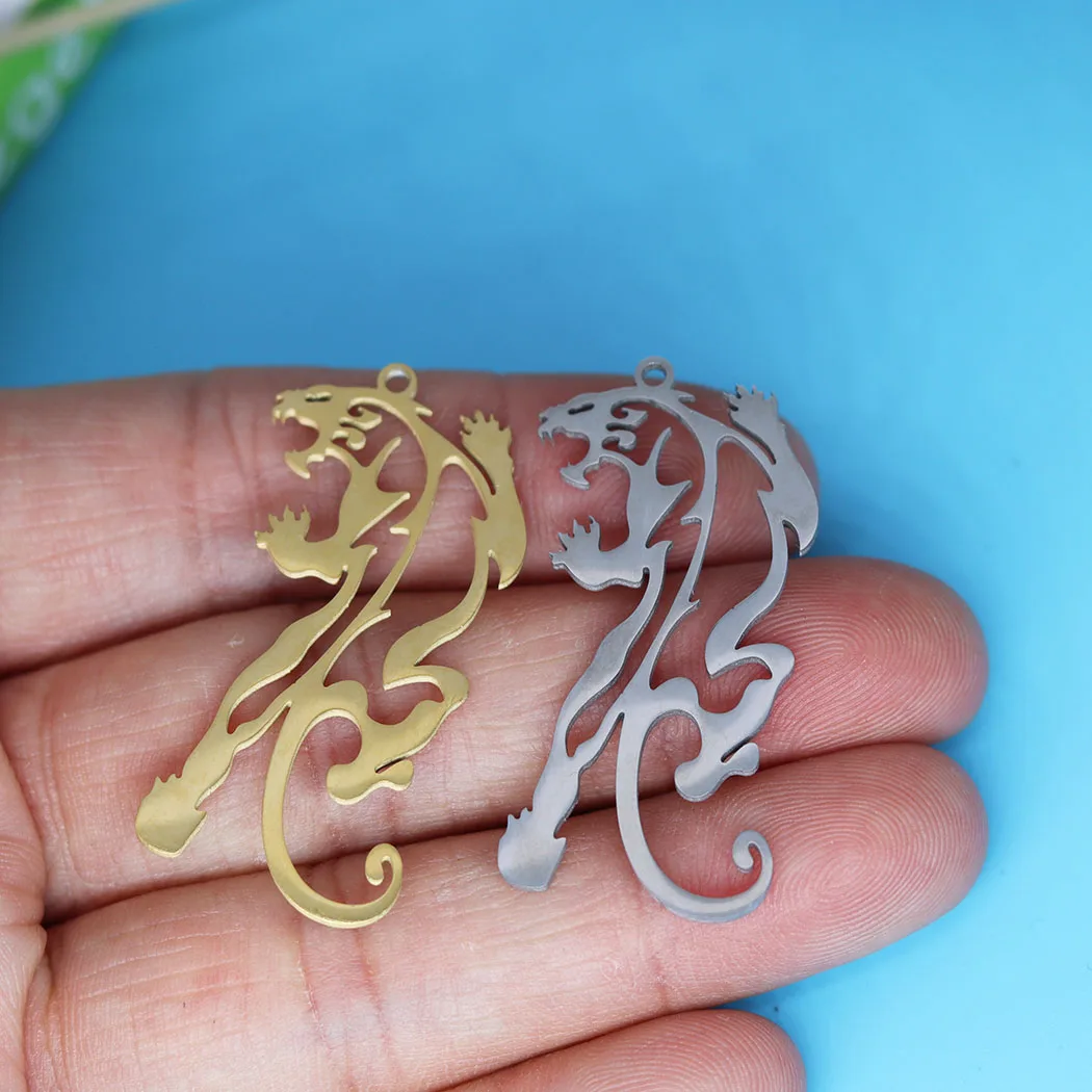 3 pcs/lot Tiger Pantrer Charm for Jewelry Making fit Stainless Steel Charm Bracelet Necklace Pendant DIY Crafts Supplier