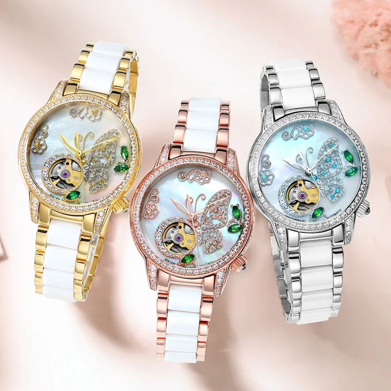 SOLLEN Luxury Sapphire Glass Mirror 2023 New Fashion Diamond Dial High Quality Women Watch Automatic Mechanical Watches Reloj