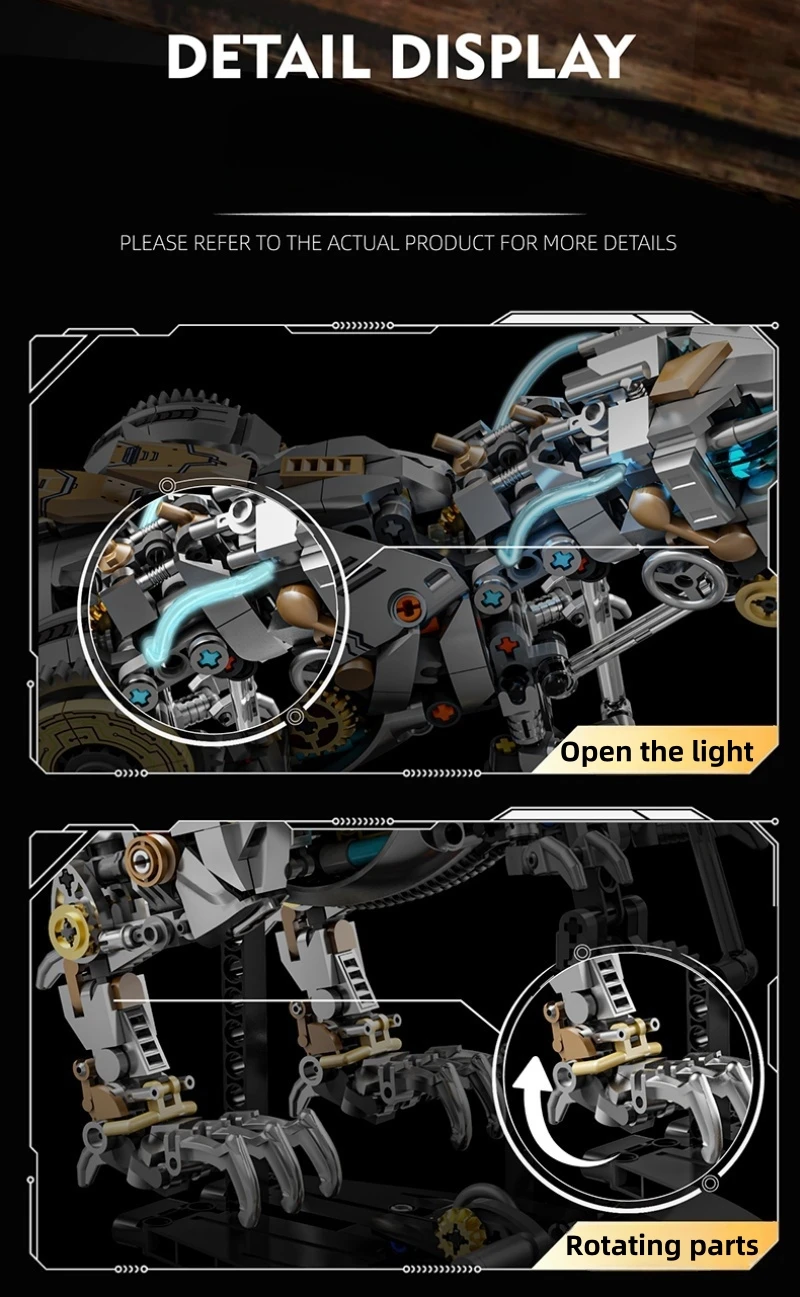 STEM Kreative Jurassic Mechanische Dinosaurier Bausteine Ziegel Tyrannosaurus Rex Tier mit Licht Modell Montage Spielzeug Kind Geschenk – Detail 8