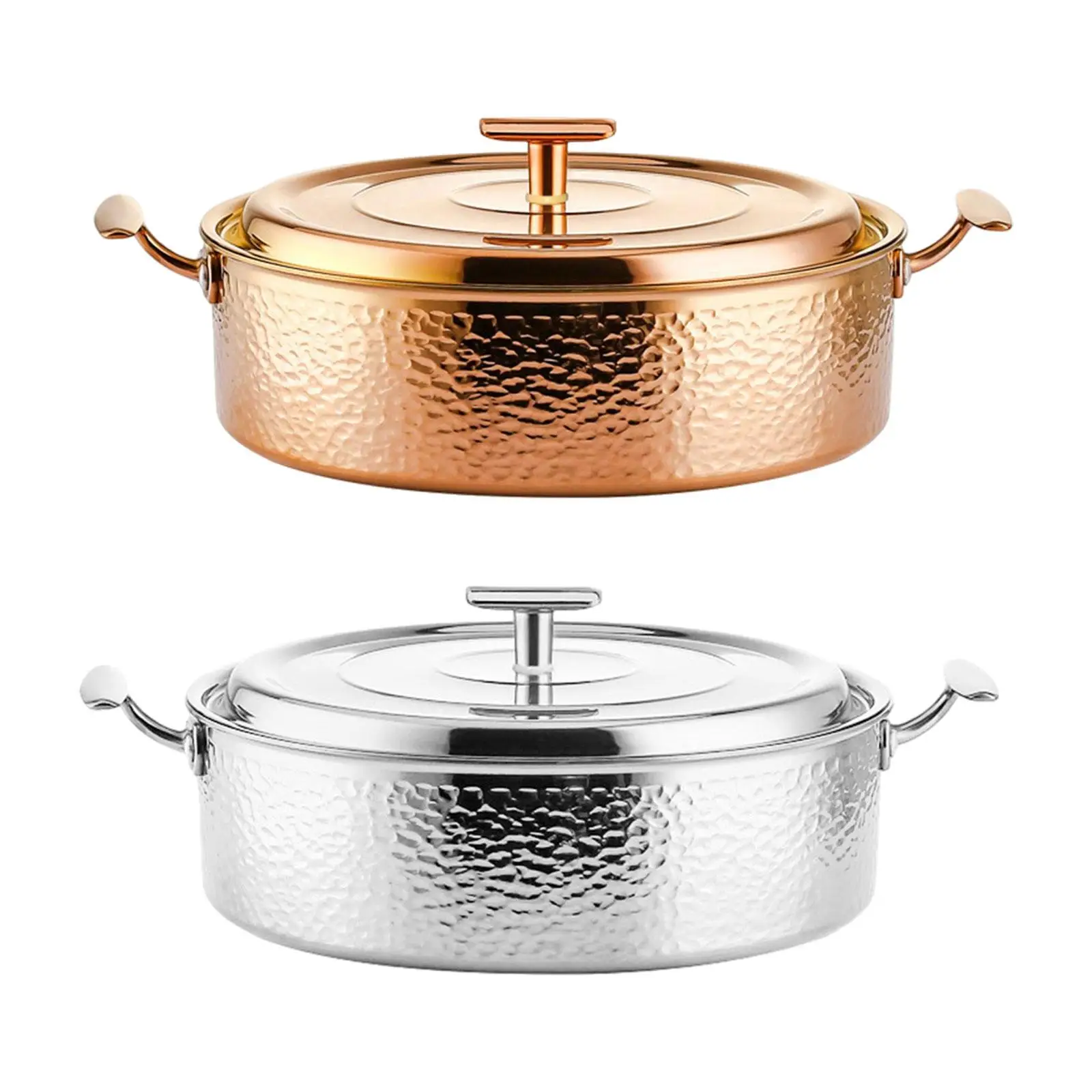 

Stainless Steel Hot Pot with Lid Easy Clean Portable Cookware Thick Soup Pot Ramen Pot for Picnic Caterers Party Home Kitchen