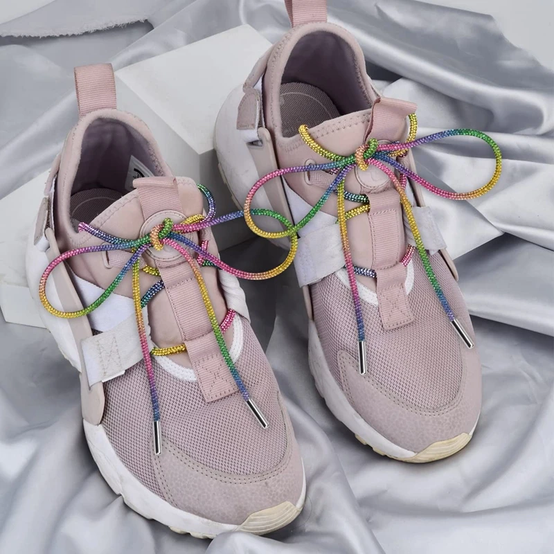 1 pasang tali sepatu berkilau tali berlian imitasi tali sepatu berlian tali sepatu bulat berkilau kristal untuk tali sepatu untuk hoodie SNEAKER