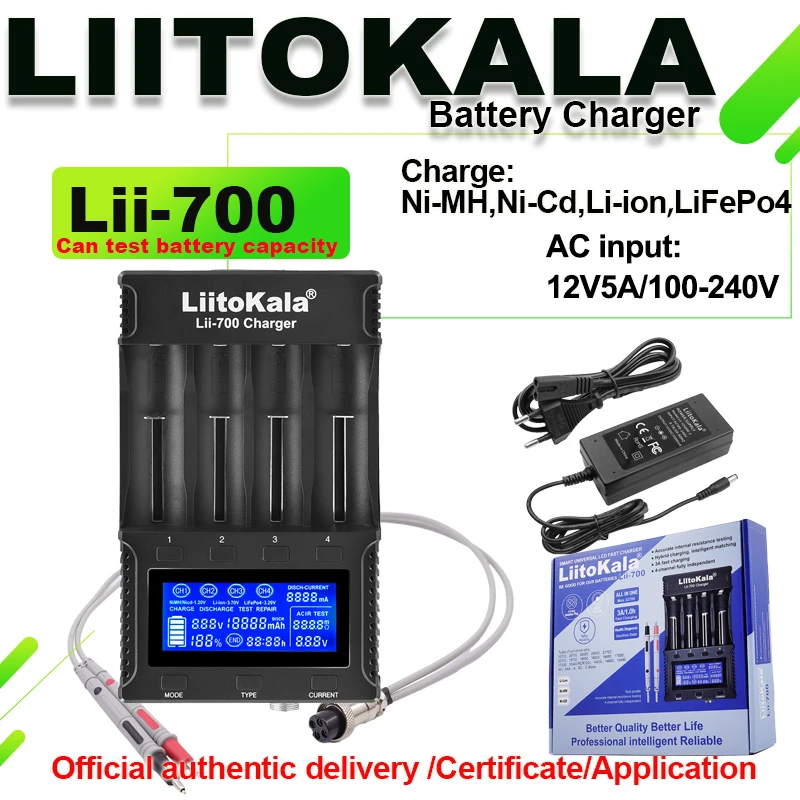 

Интеллектуальное зарядное устройство LII-700, 4-канальная независимая зарядка аккумулятора, тест внутреннего сопротивления, обнаружение емкости, режим ремонта Compa