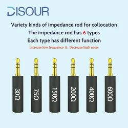 Kopfhörer impedanz stecker Leiter 75/3,5//Ohm Geräusch unterdrückung adapter mm Klinken widerstand reduzieren Geräusch filterst ecker