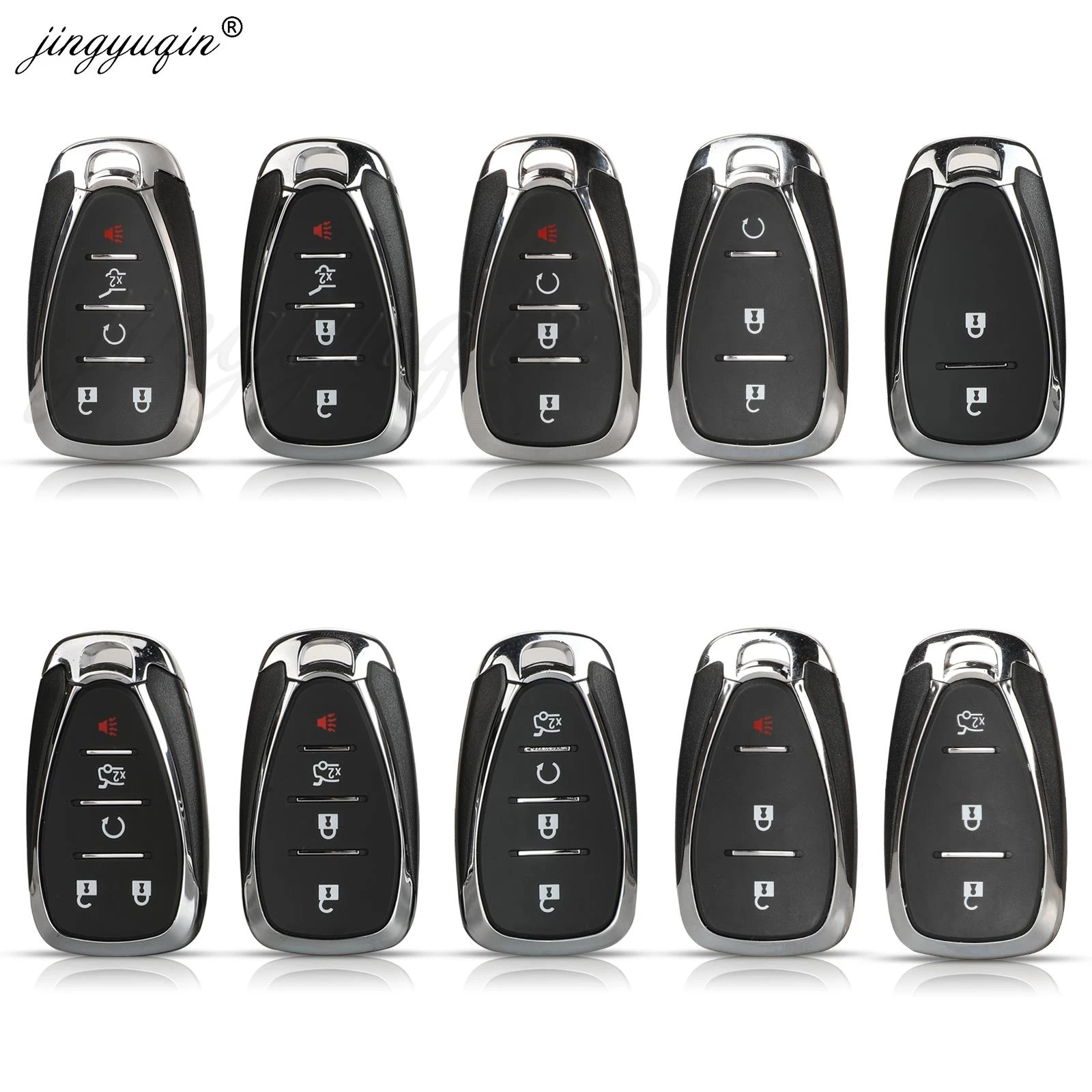 Jingyuqin remoto inteligente Shell Replacement para Chevrolet Cruze Malibú Camaro/2/3/4/5 botones llaves cuerpo vivienda