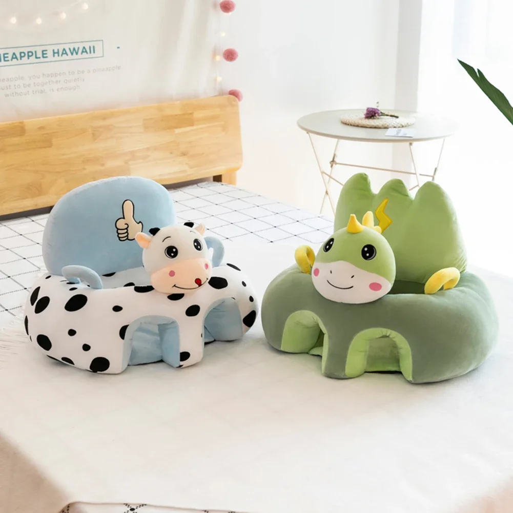 Baby Support Seat Cover Infant Cartoon Animal Plush Learning To Sit Sofa Skin Cushion Sofa Plush Pillow Toy Animal