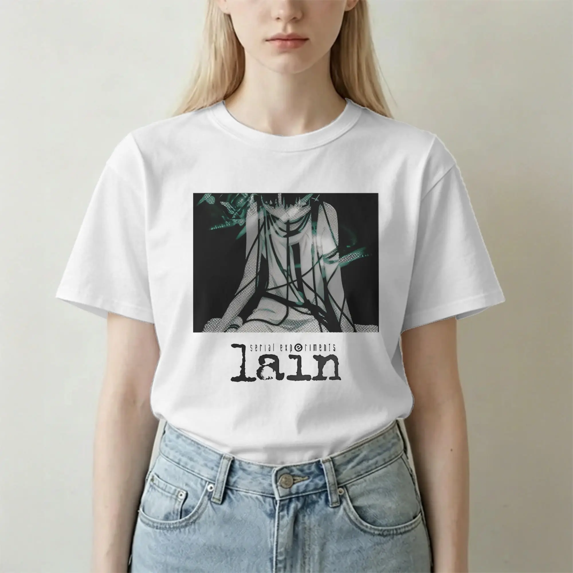 Men Women T-Shirts Serial Experiments Lain 4 Cool Cotton Tees Short Sleeve Lwakura Sci Fi Manga T Shirt Crewneck Tops Plus Size