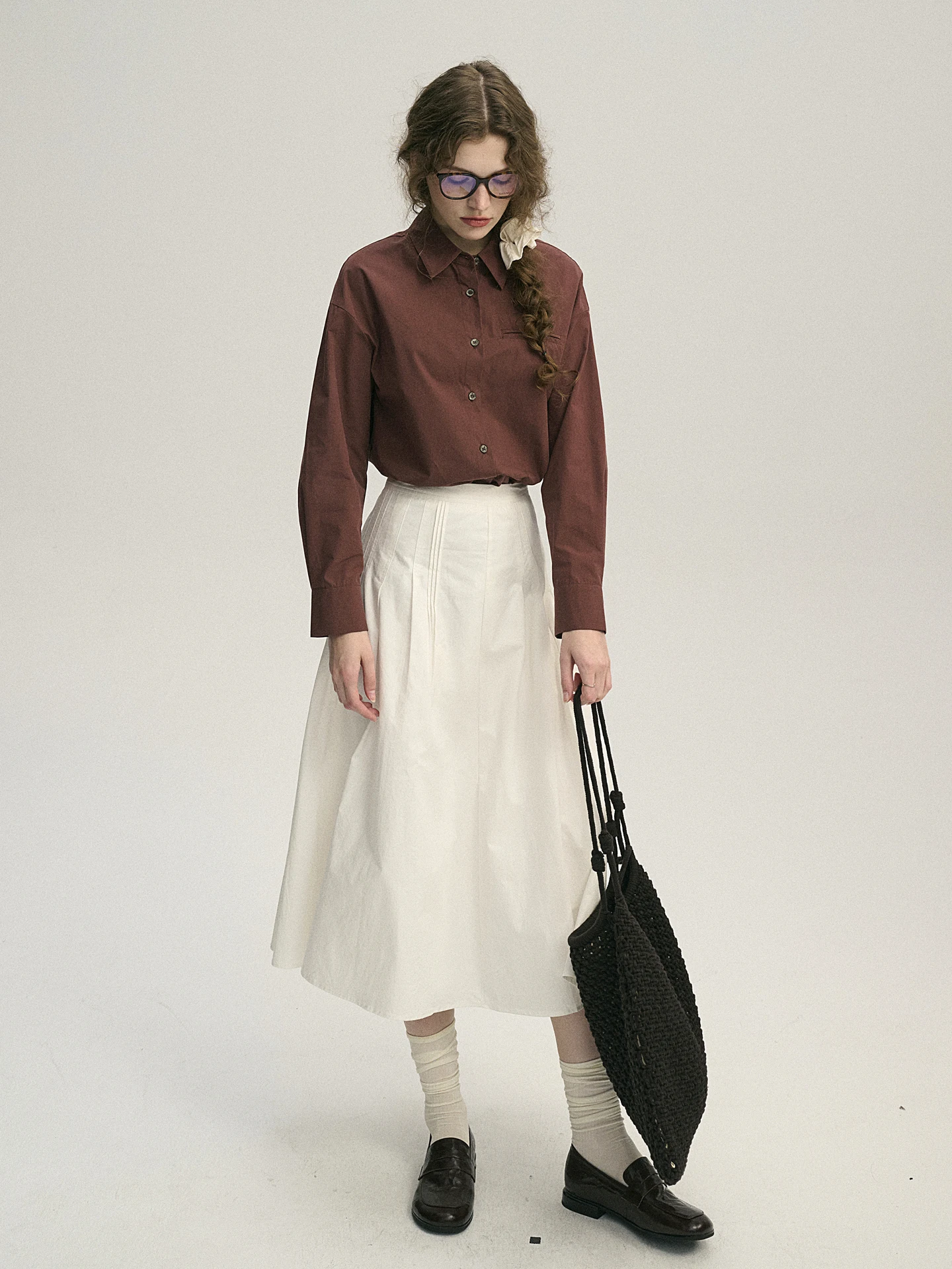 

Женская рубашка Nordic Tone из 100% хлопка с длинным рукавом, весенняя, универсальная, с имитацией кармана, дышащая, тонкая, стандартной длины