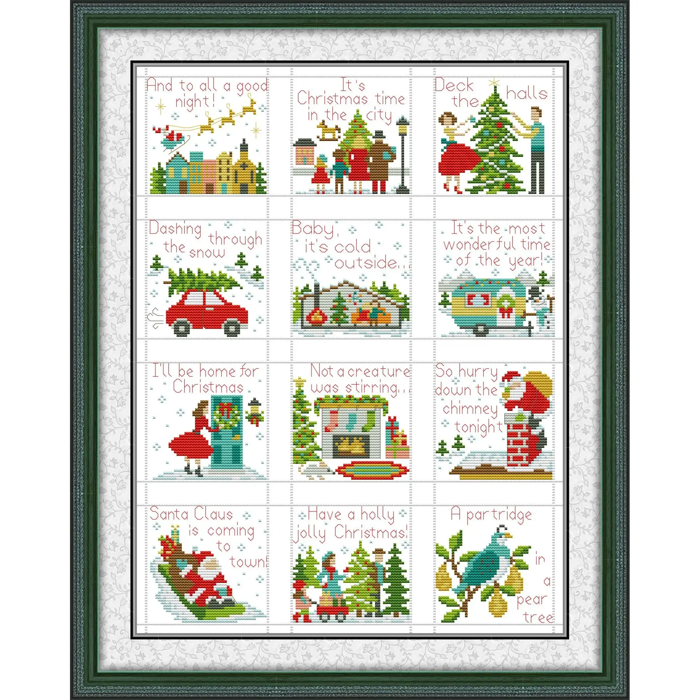 Joy Sunday Kit punto croce prestampato Easy Pattern Aida Set ricamo in tessuto stampato-gioiose vacanze di natale