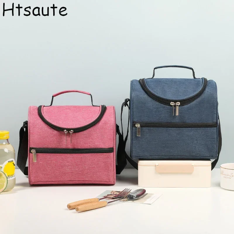 

New women's shoulder insulated bag cooler pack bento bags large capacity thickened food refrigerated bag, student lunch box bag