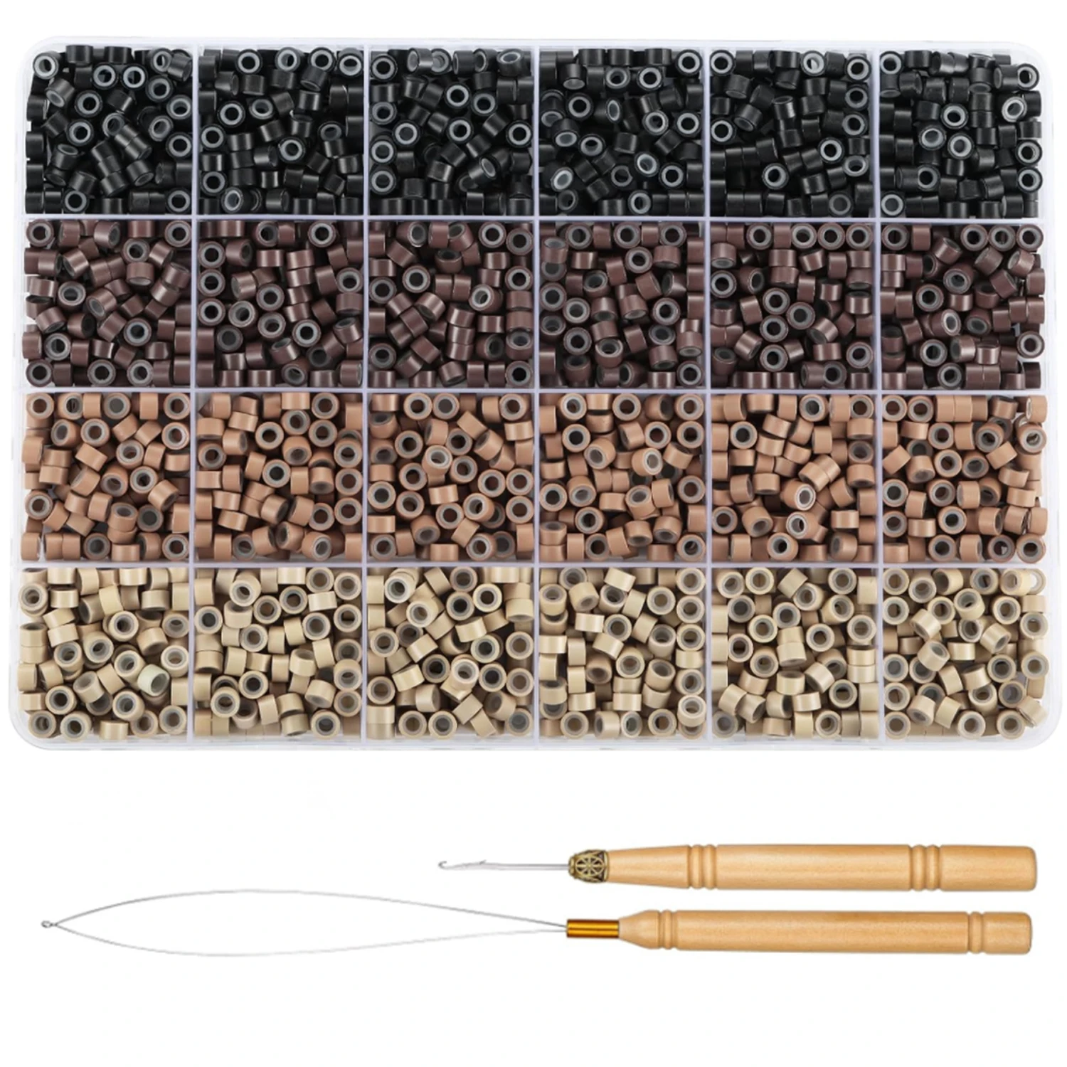 Professional Hair Extensions Tools Kit Hair Styling Tools Accessory 1920 Pcs Micro Ring Beads 2 Hook Needle Pulling Loop