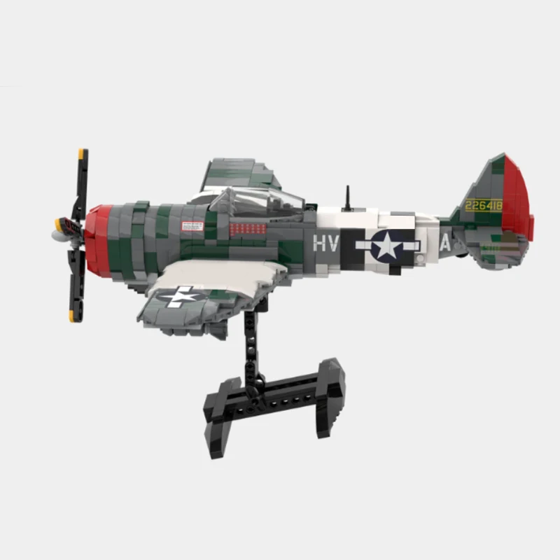 P-47D Military Fighter Aircraft Model MOC Building Bricks War Equipment Modular Technology Gifts Holiday Assemble Children Toys