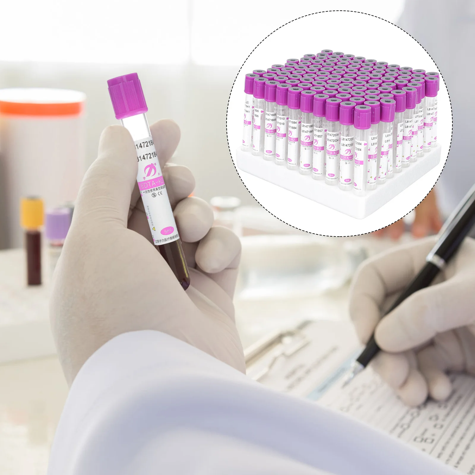 

100 Pcs Clinical Plasma Test Tubes Anticoagulant Disposable Prevent Blood Clotting Glass Transparent