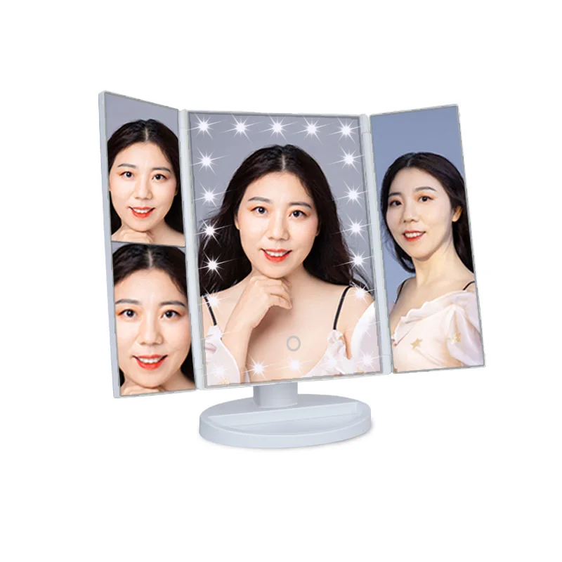 Missmeeca-Miroir de maquillage intelligent avec lumière LED, miroir à 3 voies, 2x3x