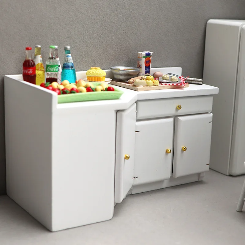 

Бестселлер 1:12 Миниатюрная мебель для кукольного домика - белый кухонный шкаф, цельный предмет для декора микро сцены