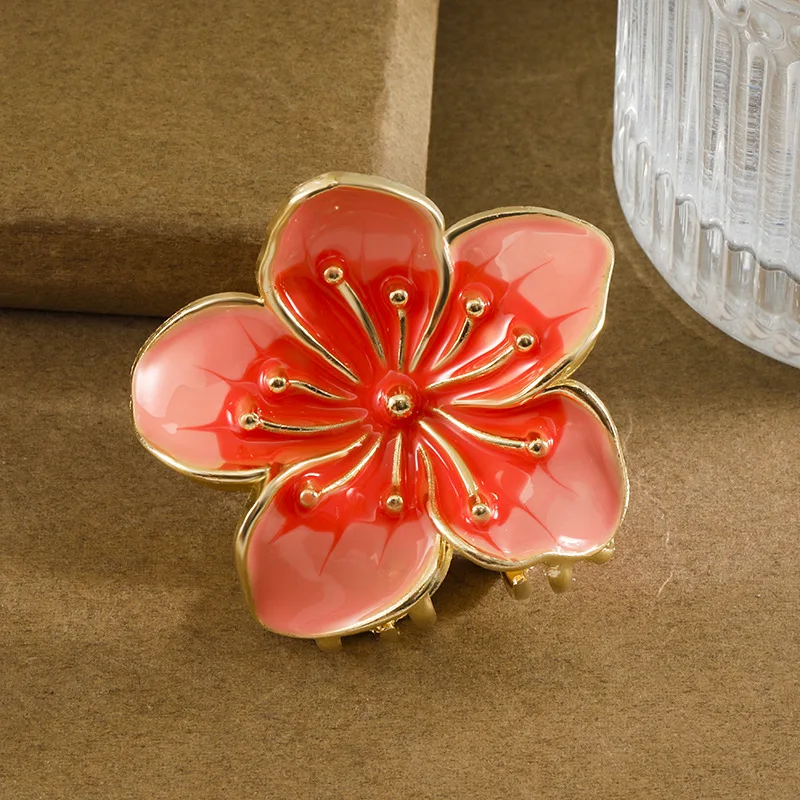 

DS NEW 5.5CM Colorful Sakura Alloy Hair Claw Retro Elegant Claw Clips Summer Trendy Hair Clips Hair Accessories for Women Girls