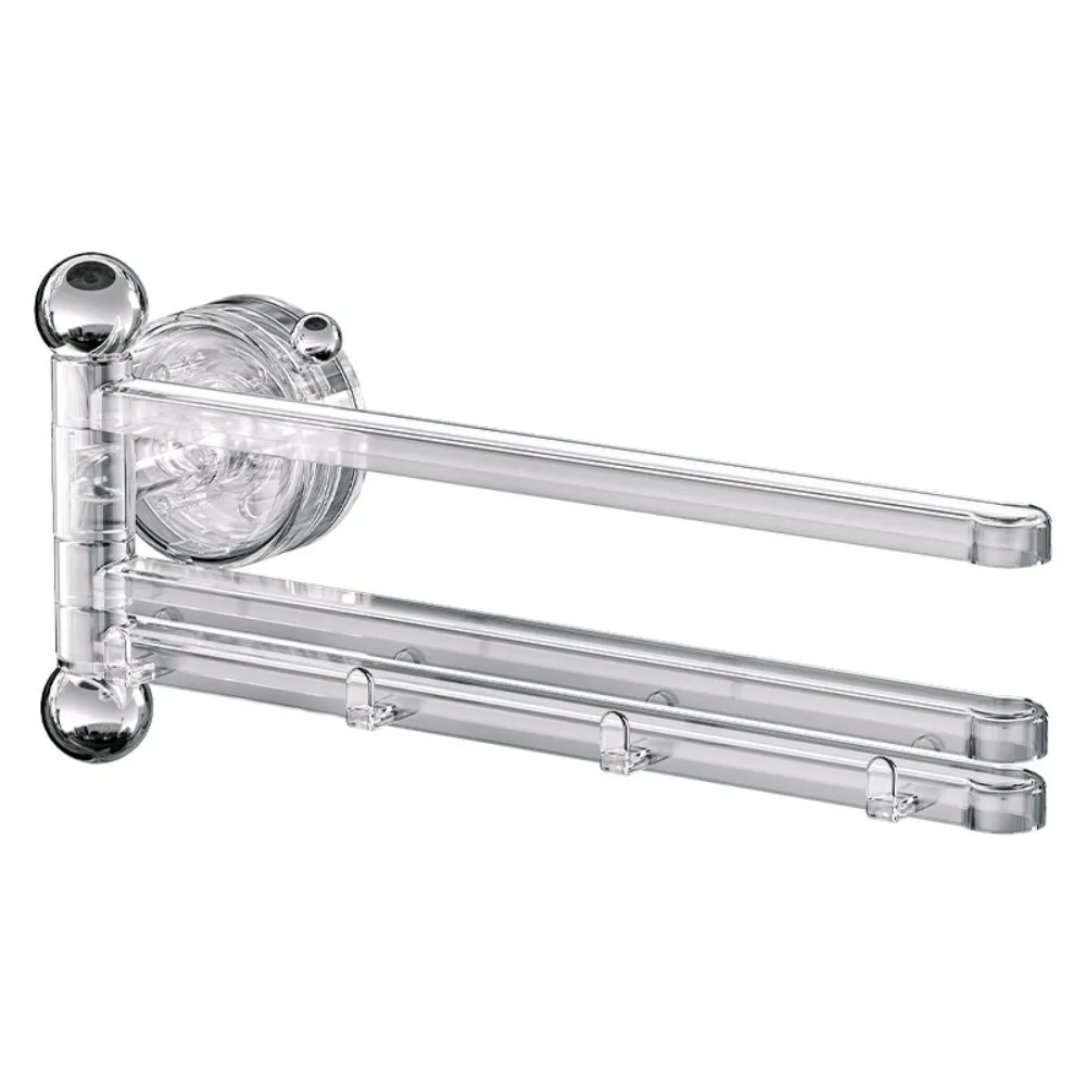 

180°Rotating Suction Cup Towel Rack Wall-mounted Multi-pole Bathroom Towel Pole Punch-free Foldable Toilet Towel Rod for Kitchen