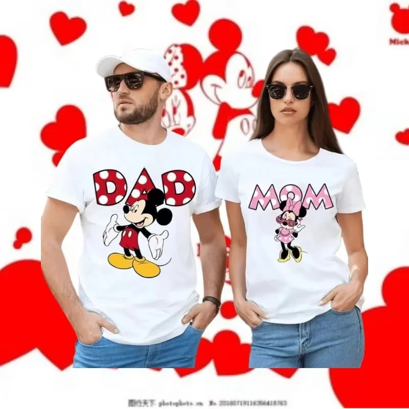 parent-child outfit Mickey Minnie MOM DAD Matching Men and Women T Shirts Couple Family Print Kids Tees boys and girls
