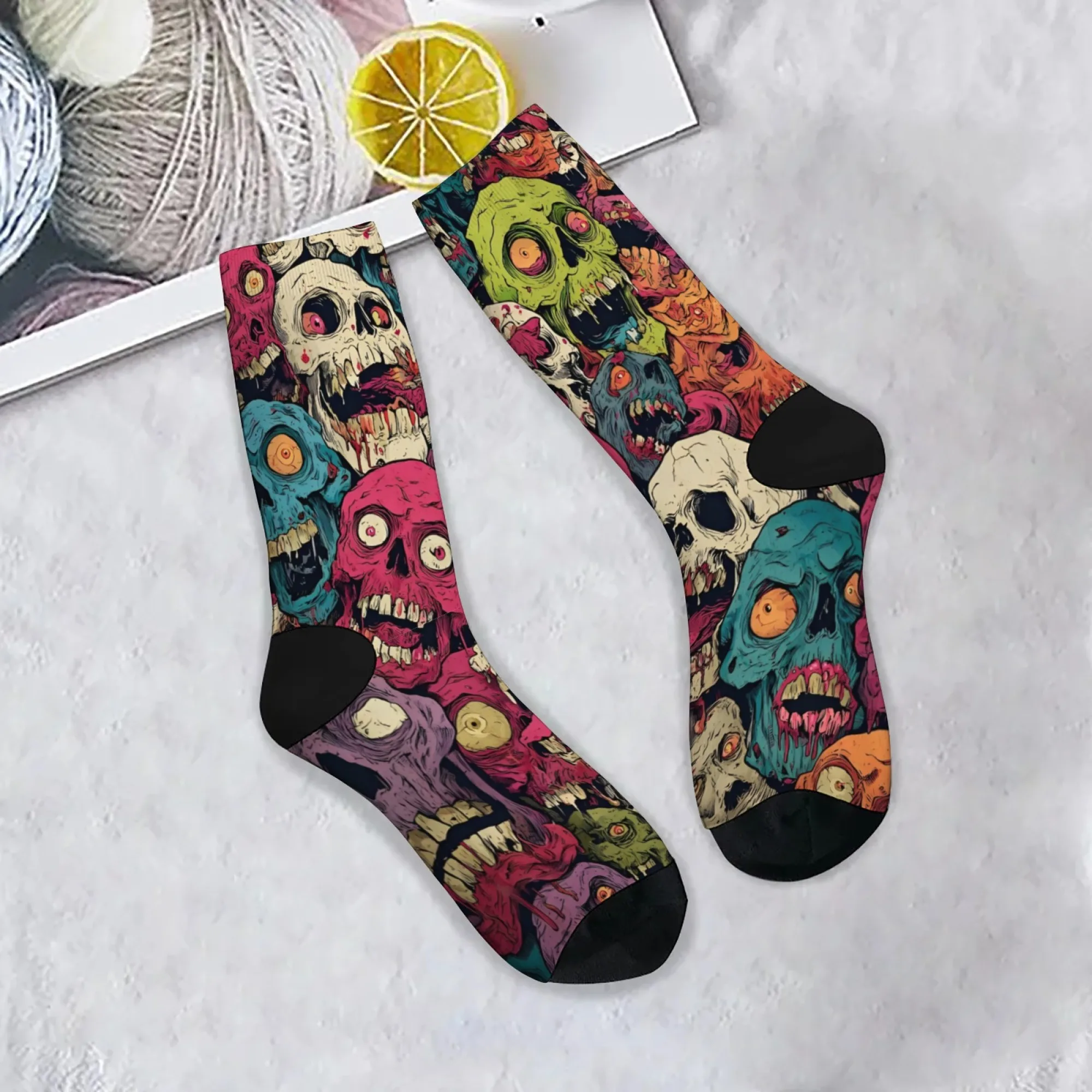 Zombie Skull Socks Soft Comfortable Skin-Friendly Men's Socks Cycling Hiking Camping Crazy Rock Street Hip Hop Hot Graphic Socks