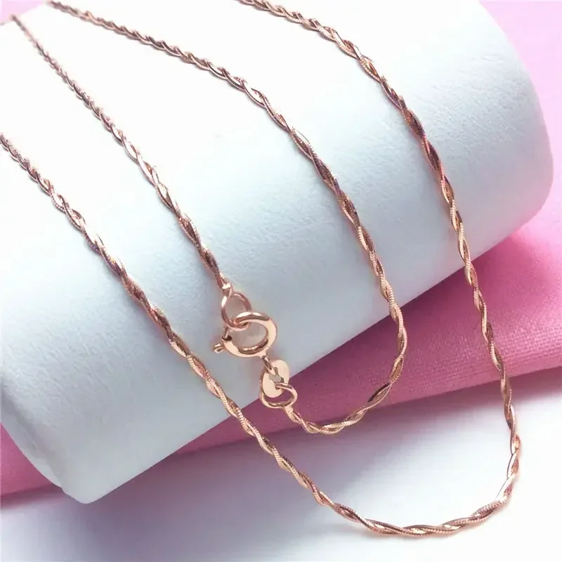 585 Purple Gold Simple Double Braided Chain Necklaces 14K Rose Gold Plated Sophisticated Glamour Party Jewelry Accessories