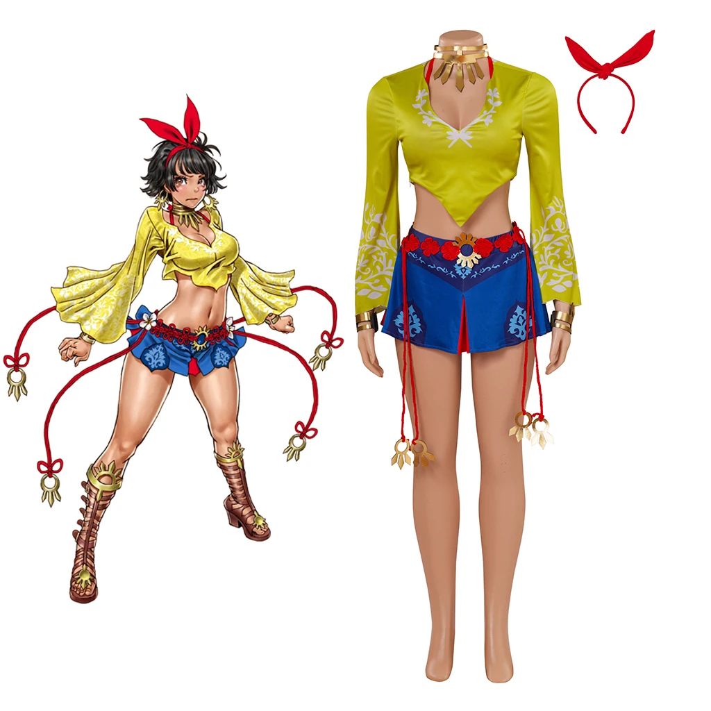 Tekken 7 Josie Rizal Cosplay Costume Fantasia Game Suit Crop Top Mini Skirts Battle Suit Female Halloween Carnival Party Outfits