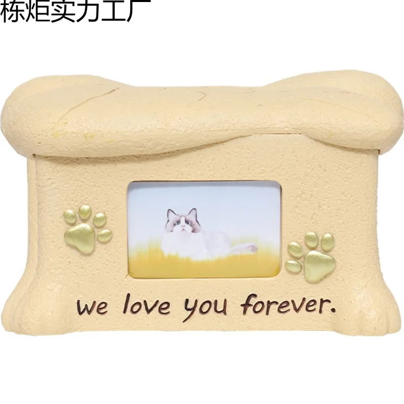 Pet urn cat puppy pet funeral box commemorative box animal resin jar with photo frame missing protective box
