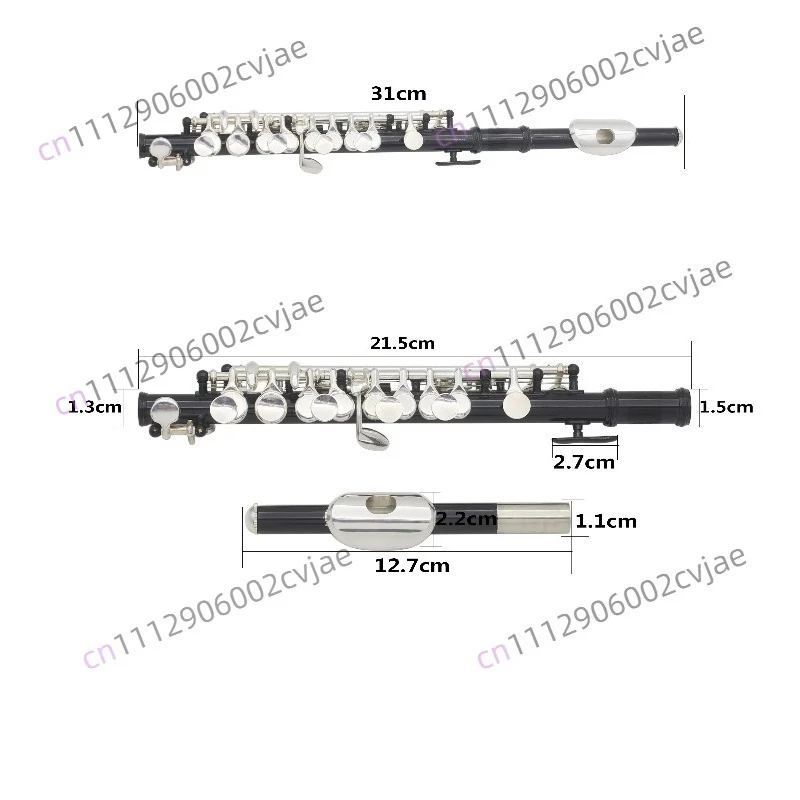 Piccolo C-tone rubber wood tube body black silver beginner practice