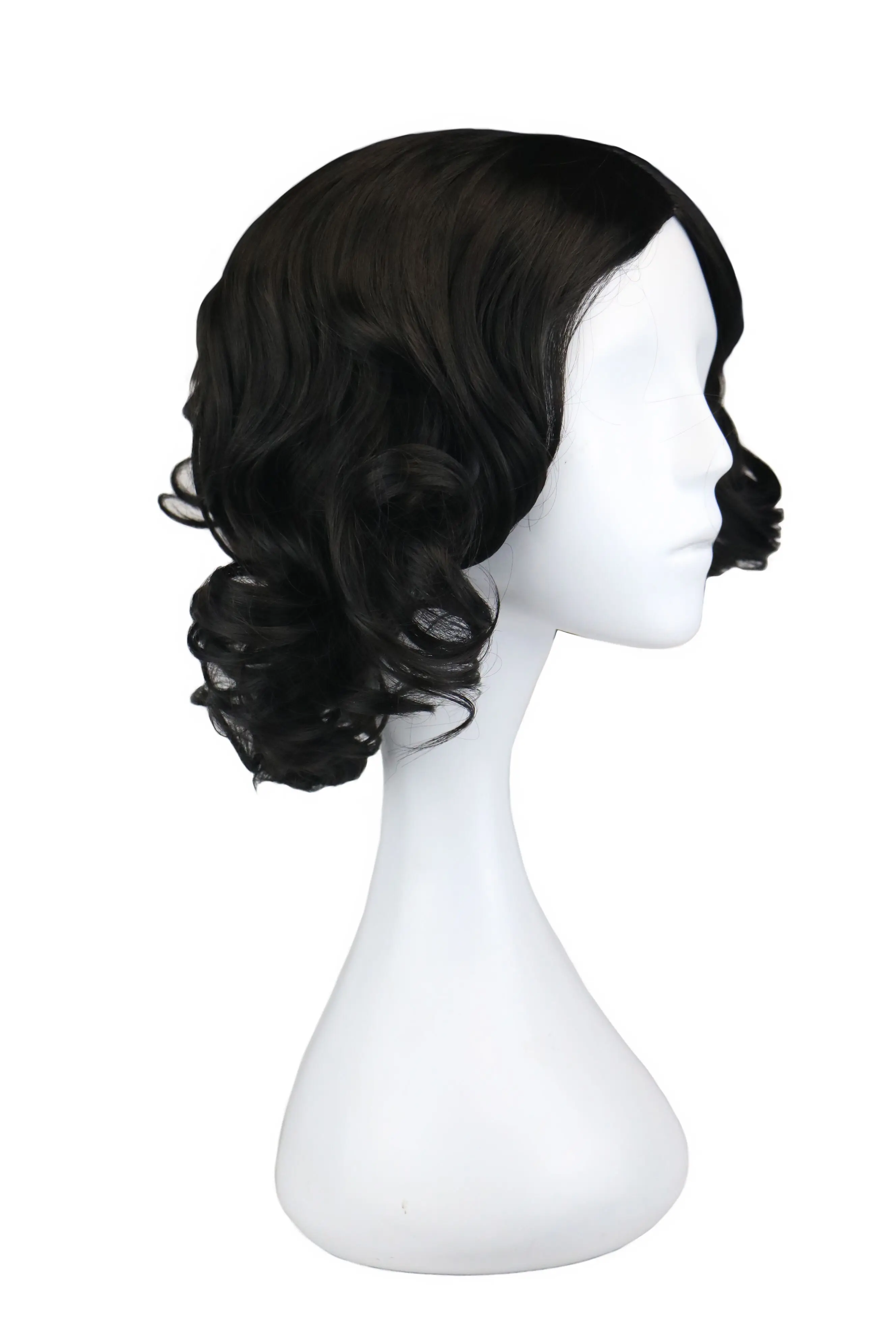 白雪姫コスプレウィッグ Grils 女性合成ショートカーリーブラックコスプレウィッグ女性の衣装ハロウィンパーティー