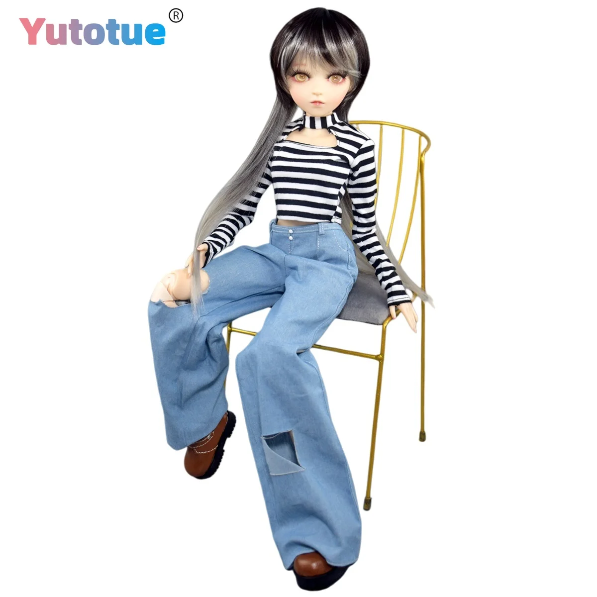 

YUTOTUE 60 см, кукла для девочек, футболка с золотыми глазами, брюки, обувь, парики, сменная игрушка BJD в масштабе 1/3