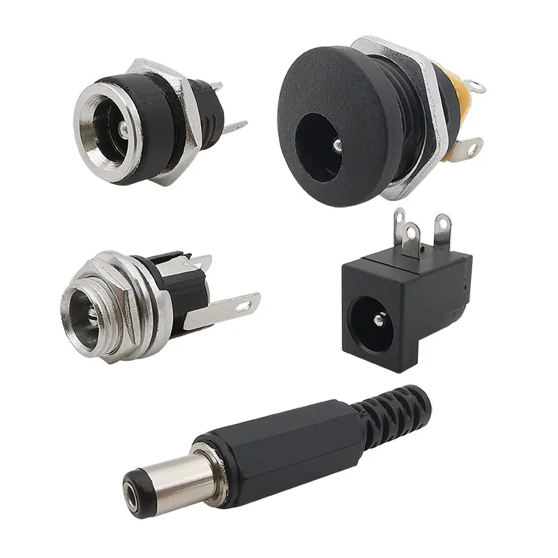 10 sztuk 5.5x2.1mm DC Power męski adapter żeński DC-022 DC-025M DC-005 DC-022B 5.5*2.1mm DC wtyczka zasilania Jack złącze wtykowe