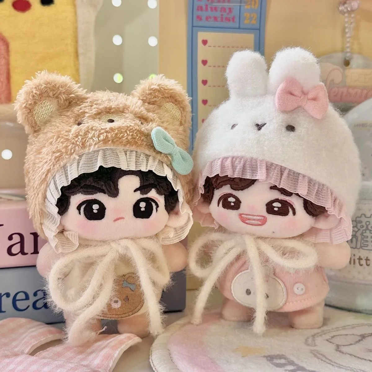 Sweatshirt Baumwolle Puppe Hoodie Plüsch Gefüllte Idol Plüsch Puppe Kleidung Cartoon Kawaii 10CM Baumwolle Puppe der Kleidung Spielen Haus